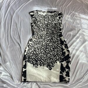 French Connection Black And White print Dress Midi pencil dress